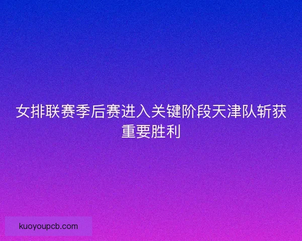 女排联赛季后赛进入关键阶段天津队斩获重要胜利 女排联赛季后赛进入关键阶段天津队斩获重要胜利