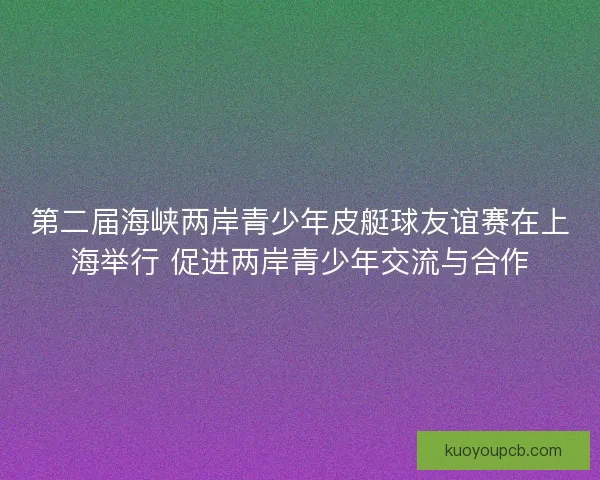 第二届海峡两岸青少年皮艇球友谊赛在上海举行 促进两岸青少年交流与合作