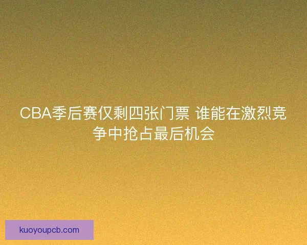 CBA季后赛仅剩四张门票 谁能在激烈竞争中抢占最后机会